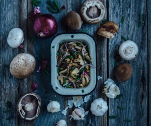 photo of mushroom salad with all ingredients